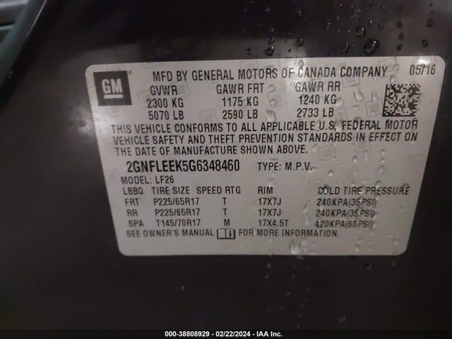 Chevrolet EQUINOX LS 2016 2GNFLEEK5G6348460 Image 9