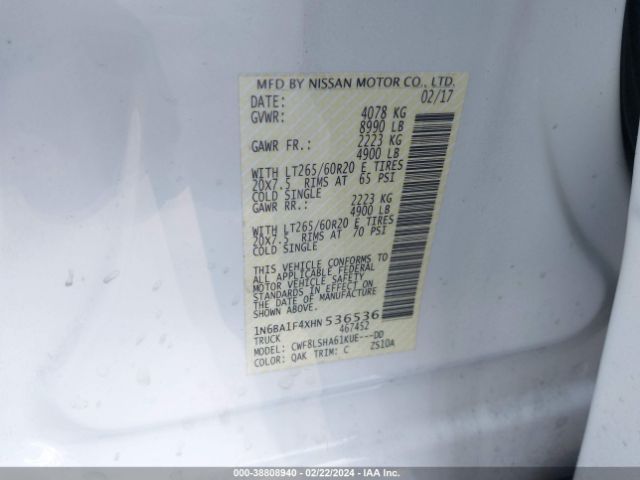 1N6BA1F4XHN536536 Nissan Titan Xd Sv Diesel