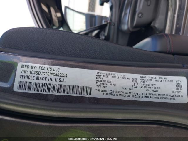 1C4SDJCT0MC609554 Dodge Durango R/t Awd