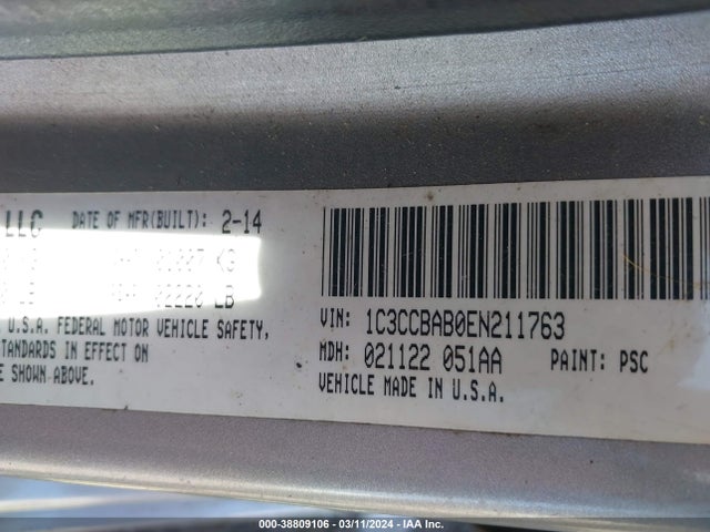 Chrysler 200 LX 2014 1C3CCBAB0EN211763 Image 9