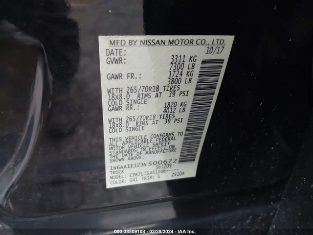 Nissan TITAN SV 2018 1N6AA1EJ2JN500672 Image 9