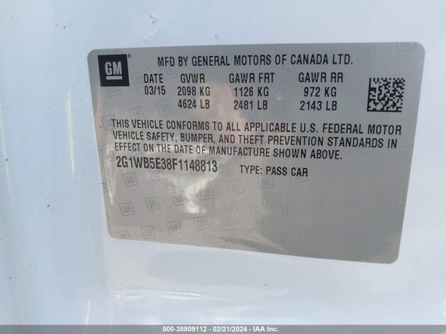 Chevrolet Impala Limited Lt 2015 2G1WB5E38F1148813 Image 9