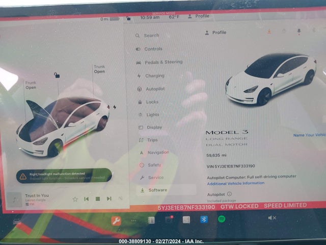 Tesla Model 3 Long Range Dual Motor All-wheel Drive 2022 5YJ3E1EB7NF333190 Image 7