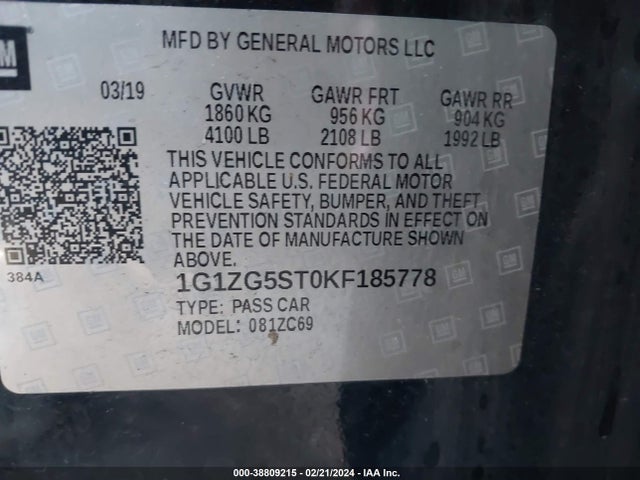 Chevrolet MALIBU RS 2019 1G1ZG5ST0KF185778 Image 9