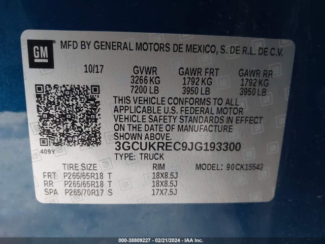 Chevrolet Silverado 1500 1lt 2018 3GCUKREC9JG193300 Image 9