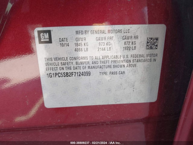 Chevrolet Cruze 1lt Auto 2015 1G1PC5SB2F7124099 Image 9