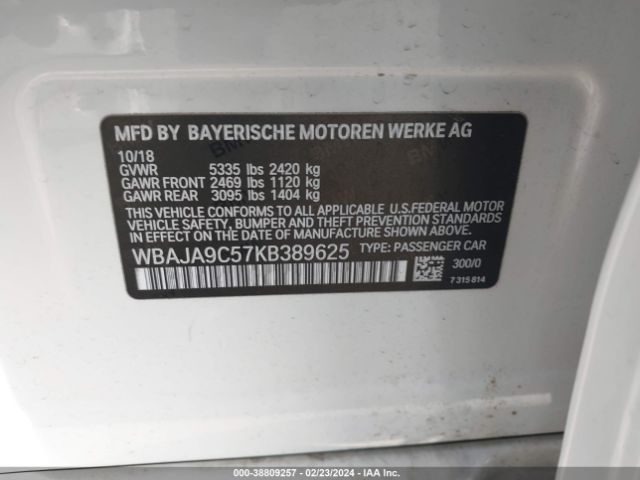 WBAJA9C57KB389625 BMW 530e Iperformance