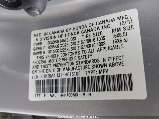 Honda CR-V LX 2015 2HKRM4H31FH615105 Image 9