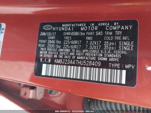 Hyundai TUCSON SE 2017 KM8J23A47HU528409 Image 9