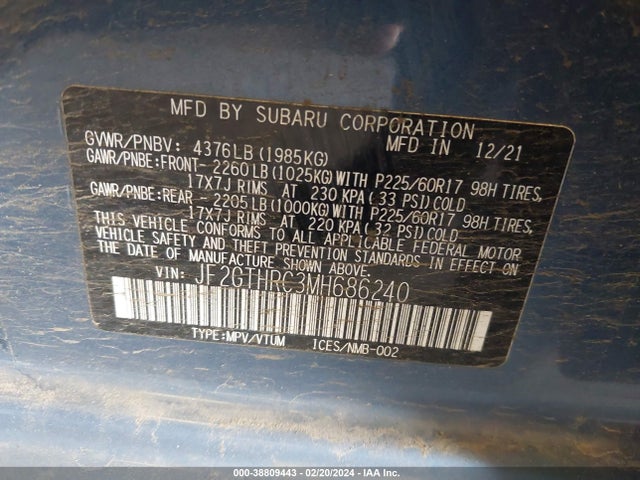 Subaru Crosstrek Sport 2021 JF2GTHRC3MH686240 Image 9