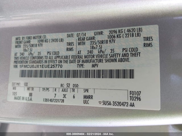 Ford Escape Titanium 2014 1FMCU0JX1EUE25770 Image 9