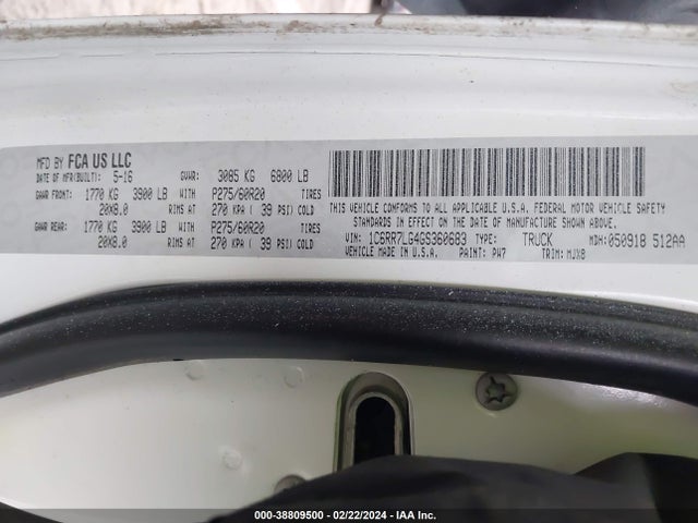 RAM 1500 Big Horn 2016 1C6RR7LG4GS360683 Image 9