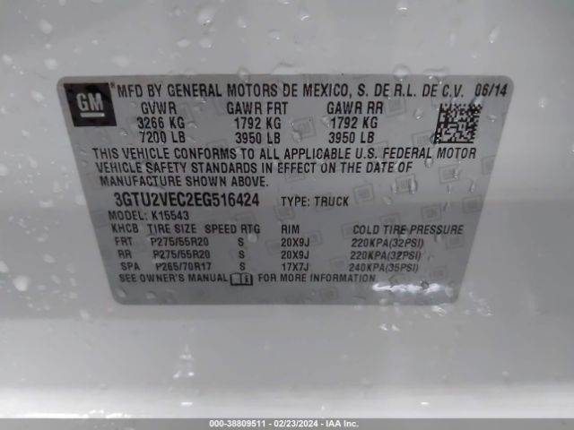 3GTU2VEC2EG516424 GMC Sierra 1500 Slt