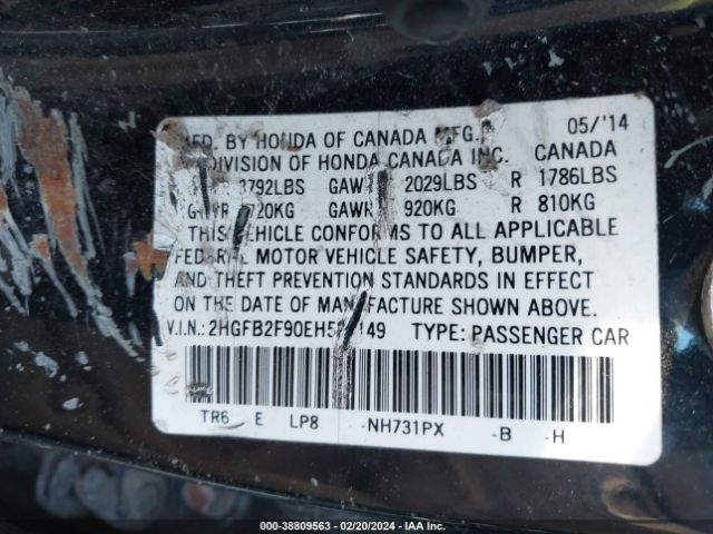 2HGFB2F90EH529149 Honda Civic Ex-l