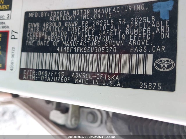 Toyota CAMRY SE 2014 4T1BF1FK9EU305370 Image 9