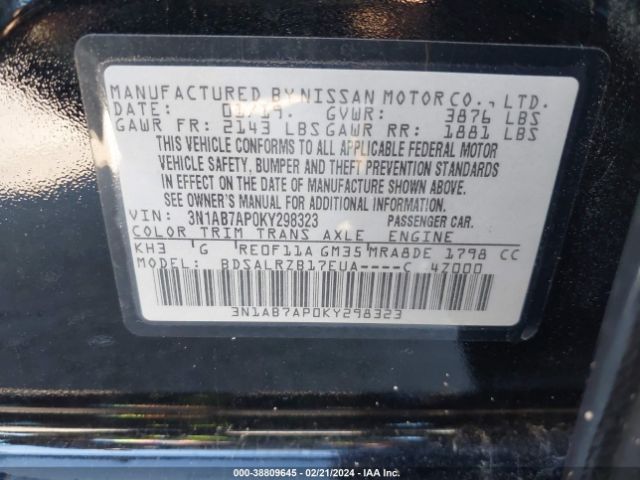 3N1AB7AP0KY298323 Nissan SENTRA SR