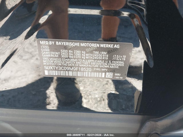 BMW X3 Sdrive30i 2021 5UXTY3C09M9F18520 Image 9