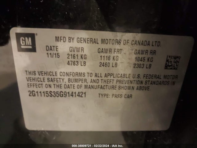 Chevrolet Impala 2lt 2016 2G1115S35G9141421 Image 9
