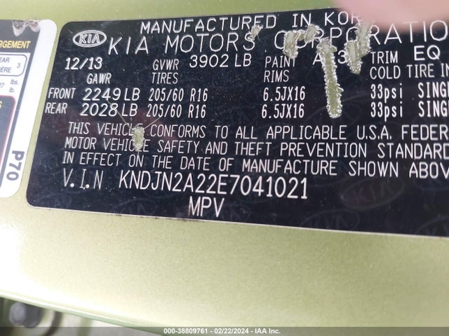 KIA Soul 2014 KNDJN2A22E7041021 Image 9