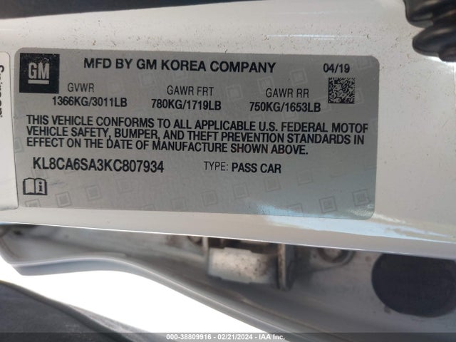 Chevrolet Spark Ls Manual 2019 KL8CA6SA3KC807934 Image 9