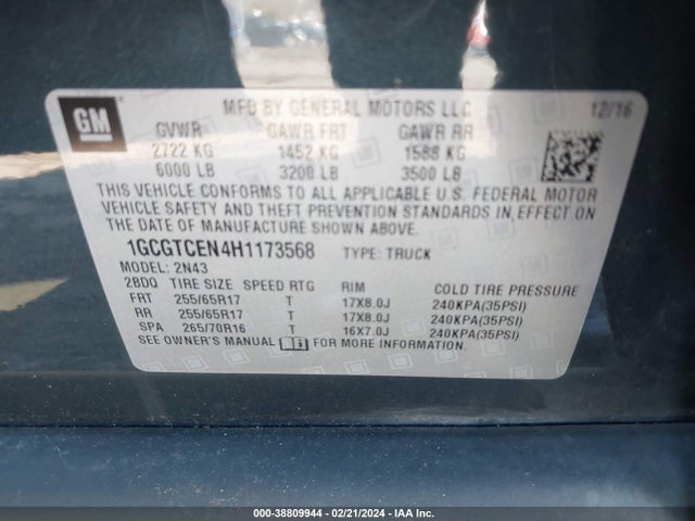 Chevrolet Colorado Lt 2017 1GCGTCEN4H1173568 Image 9