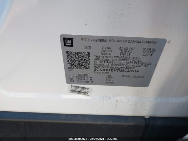 Chevrolet Equinox Awd 2fl 2021 2GNAXTEV3M6138514 Image 9