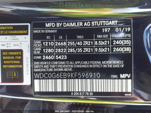WDC0G6EB9KF596910 Mercedes-Benz Amg Glc 43 4matic