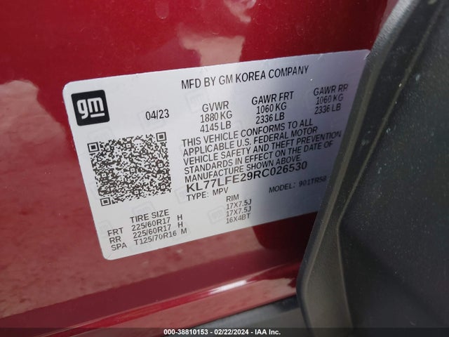 Chevrolet Trax Fwd Sp 2024 KL77LFE29RC026530 Image 9