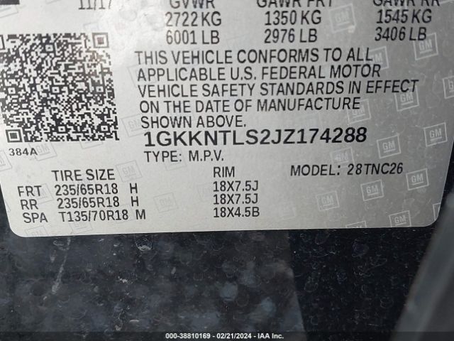 1GKKNTLS2JZ174288 GMC Acadia Sle-2