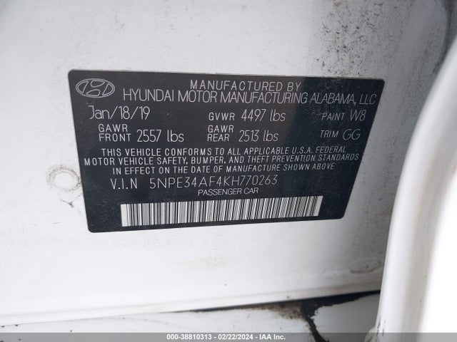Hyundai SONATA SEL 2019 5NPE34AF4KH770263 Image 9