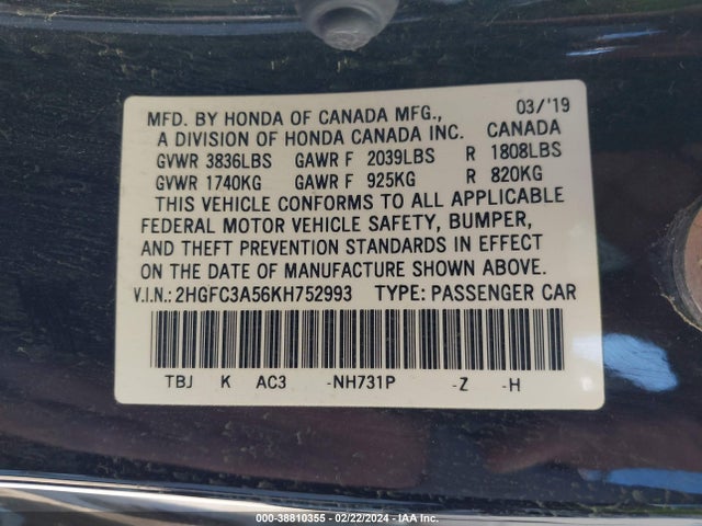 Honda CIVIC SI 2019 2HGFC3A56KH752993 Image 9