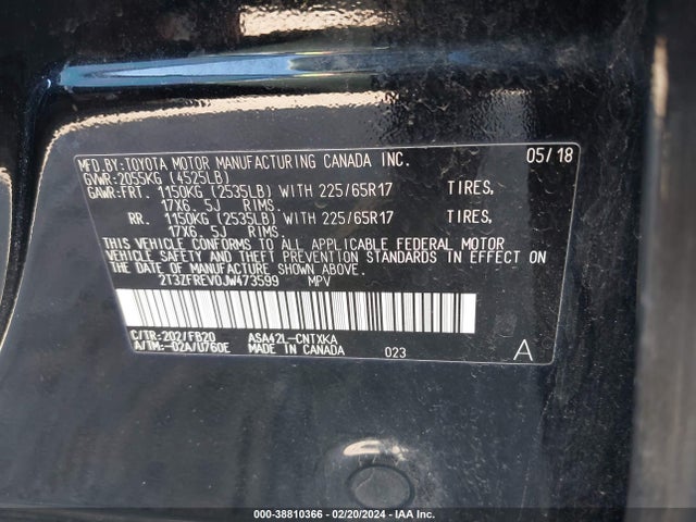 Toyota RAV4 LE 2018 2T3ZFREV0JW473599 Image 9