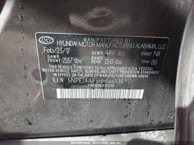Hyundai SONATA SE 2017 5NPE24AF5HH566535 Image 9