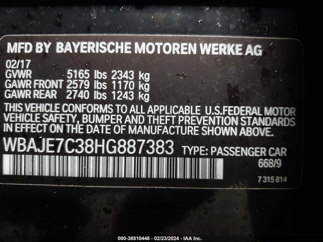 BMW 540i Xdrive 2017 WBAJE7C38HG887383 Image 9