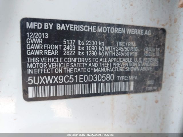 5UXWX9C51E0D30580 BMW X3 Xdrive28i