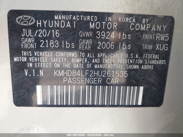 Hyundai Elantra Value Edition 2017 KMHD84LF2HU261535 Image 9