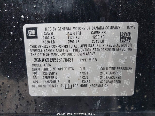 Chevrolet EQUINOX LT 2018 2GNAXSEV5J6176431 Image 9