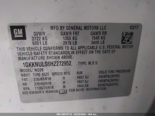 1GKKNULS6HZ272952 GMC Acadia Slt-1