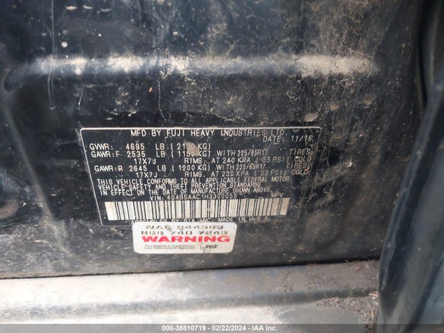 Subaru Outback 2.5i 2017 4S4BSAAC1H3300055 Image 9