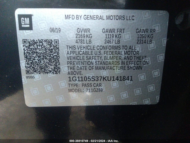 Chevrolet Impala Premier 2019 1G1105S37KU141841 Image 9