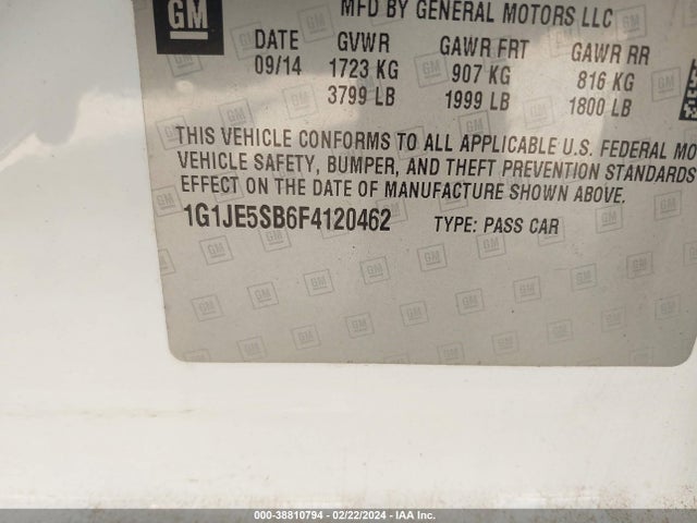 Chevrolet Sonic Ltz Auto 2015 1G1JE5SB6F4120462 Image 9