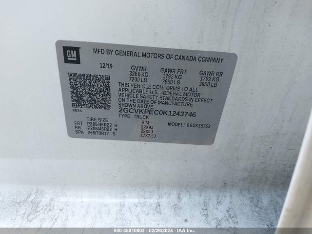 Chevrolet Silverado 1500 Ld Lt 2019 2GCVKPEC0K1243746 Image 9