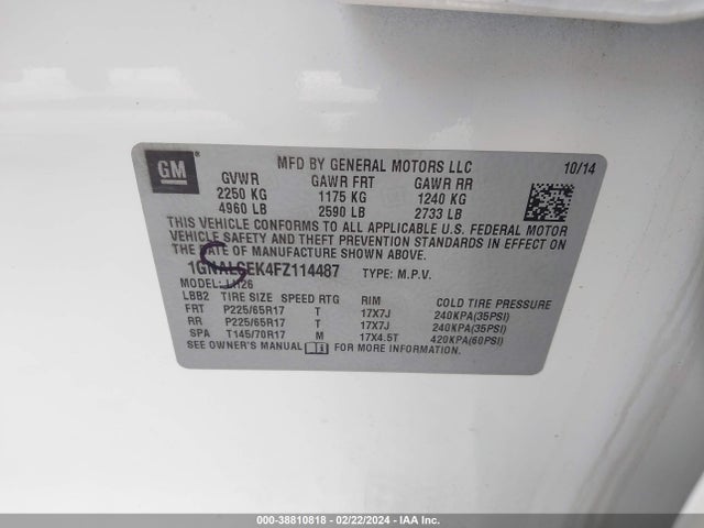 Chevrolet Equinox 2lt 2015 1GNALCEK4FZ114487 Image 9