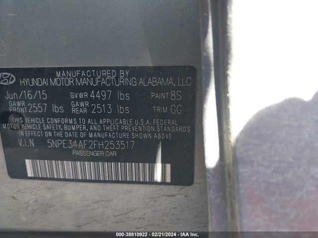 Hyundai Sonata Sport 2015 5NPE34AF2FH253517 Image 9