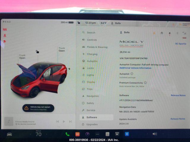 7SAYGDEF5NF314760 Tesla Model Y Performance Dual Motor All-wheel Drive