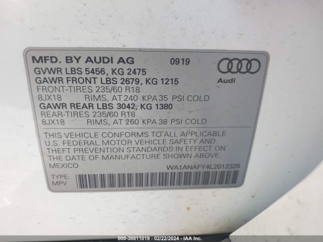 2020 AUDI Q5 WA1ANAFY4L2012325 Photo 8