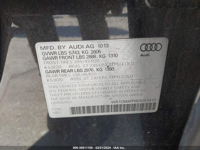 WA1CMAFP8EA053410 Audi Q5 3.0 Tdi Premium Plus