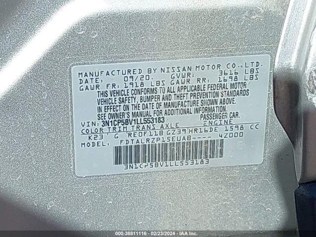 Nissan Kicks S Xtronic Cvt 2020 3N1CP5BV1LL553183 Image 9