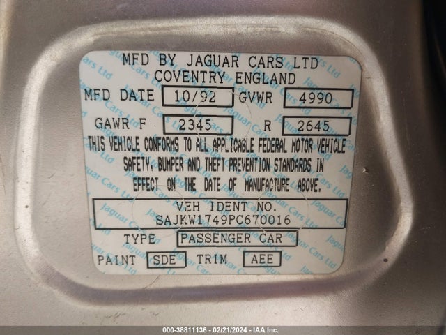 1993 JAGUAR XJ6 SAJKW1749PC670016 Photo 8