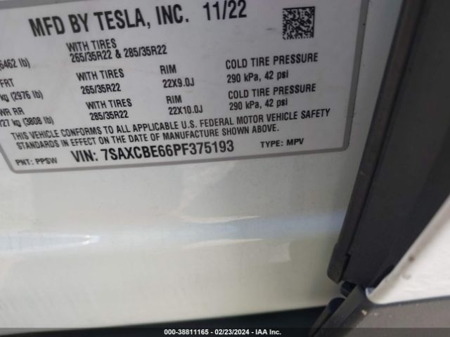 7SAXCBE66PF375193 Tesla Model X Plaid Tri Motor All-wheel Drive
